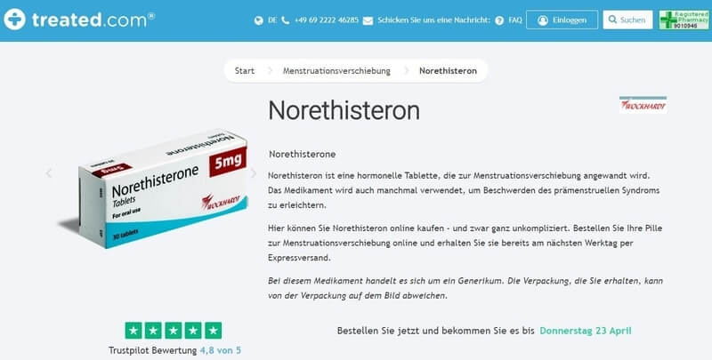 Norethisteron mit Online Rezept