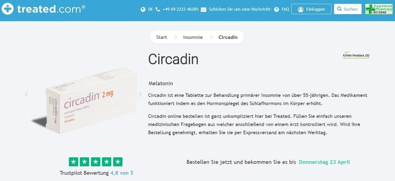 Circadin (Melatonin) mit Online Rezept