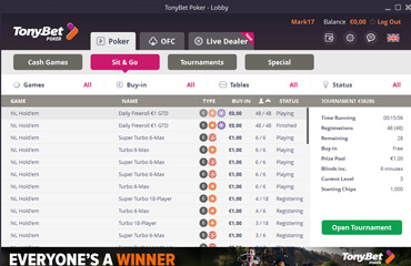 TonyBet Poker test online